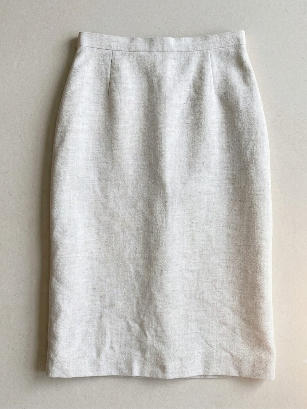Vintage 90s Imagine Me High Waisted Linen Blend Pencil Skirt 8 Light Tan